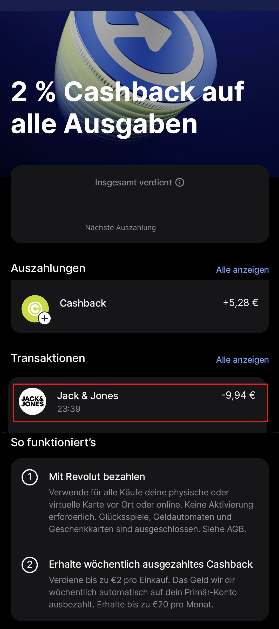 Jack & Jones Cashback Kreditkarte